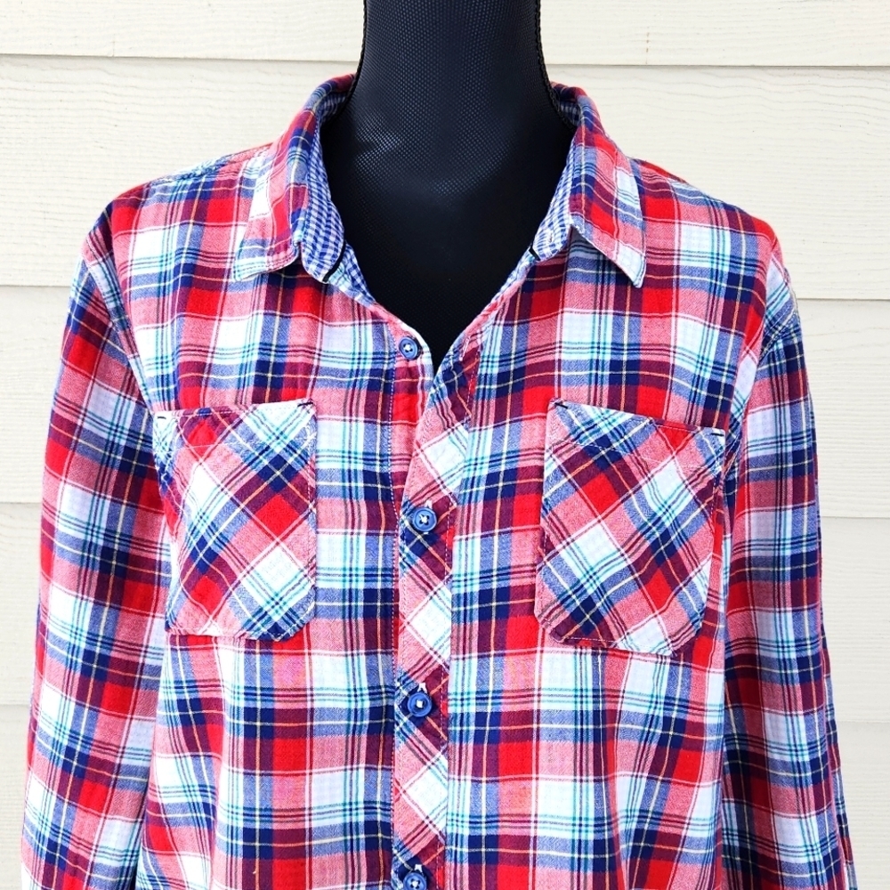 SILVER JEANS Button Down Plaid Shirt (XL)
